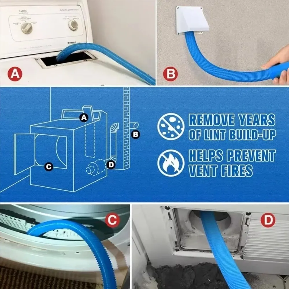 Elastic Connector Dryer Vent Cleaner Kit Vacuum Hose Universal Quickly Cleaning Vacuum Hose Attachment Compatible Design
