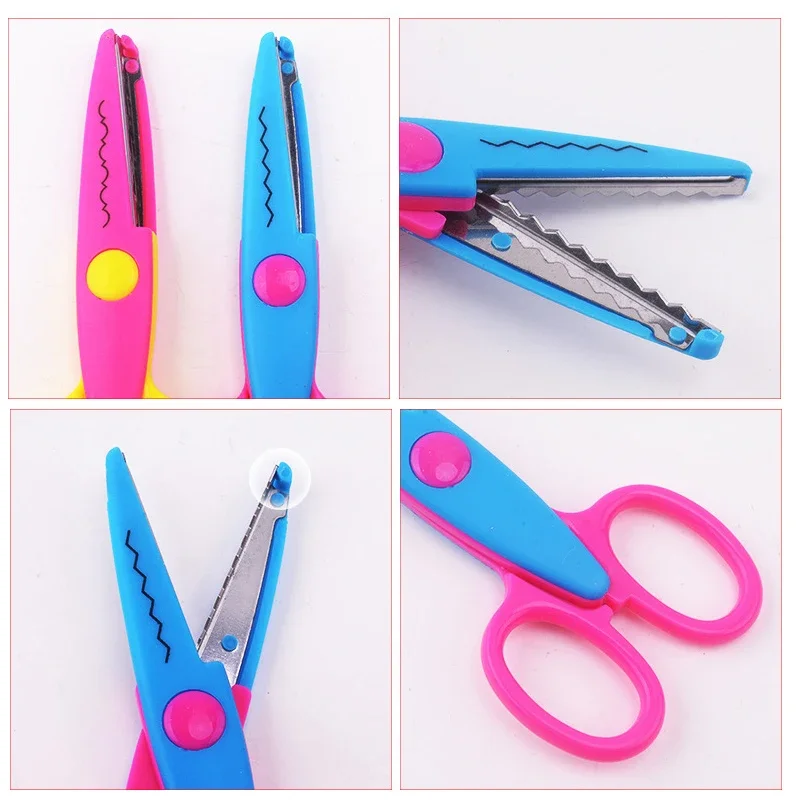 6 Styles Minimalistic Lace Scissors Wavy Pattern Small Round Head Children Special Student Art Tool Stationery Scissor