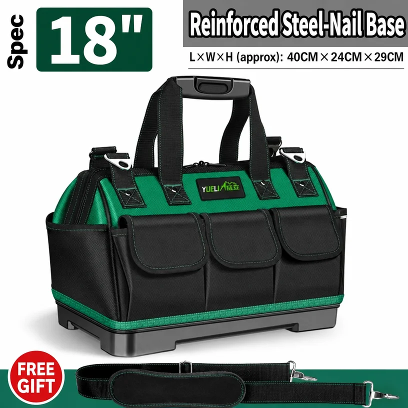 Electrician Tool Bag Waterproof Canvas Heavy Duty Portable Tool Tote Double Layer Storage Organizer for Repair