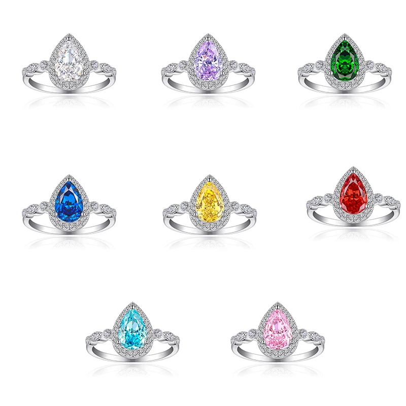 

Customized 925 Sterling Silver Minimalist Engagement Ring Colorful Wedding Zircon Non-Fade Jewelry for Parties and Gifts
