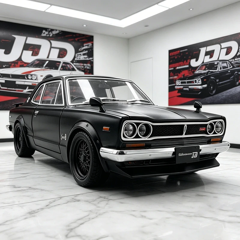 NOUVEAU Modèle de voiture en alliage SKYLINE 2000 GTR KPGC10 à l'échelle 1:24 avec son et lumière, modèle de voiture à rétrofriction, objets de collection, cadeau d'anniversaire