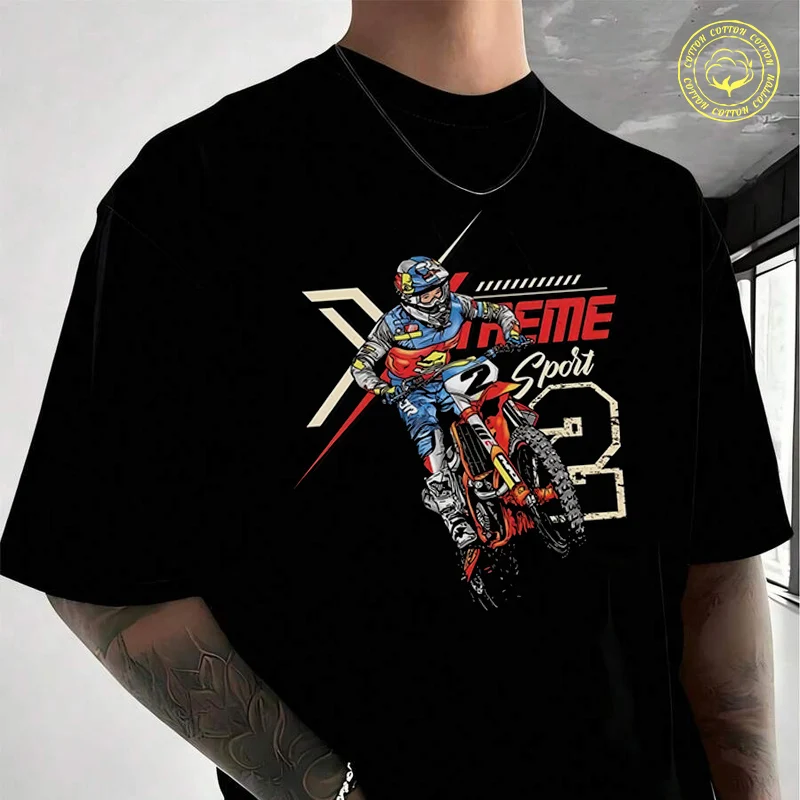 

Cool Motorcycle Rider Graphic Moto Cotton T-Shirt New Men's Casual O-neck Short Sleeve Tees
