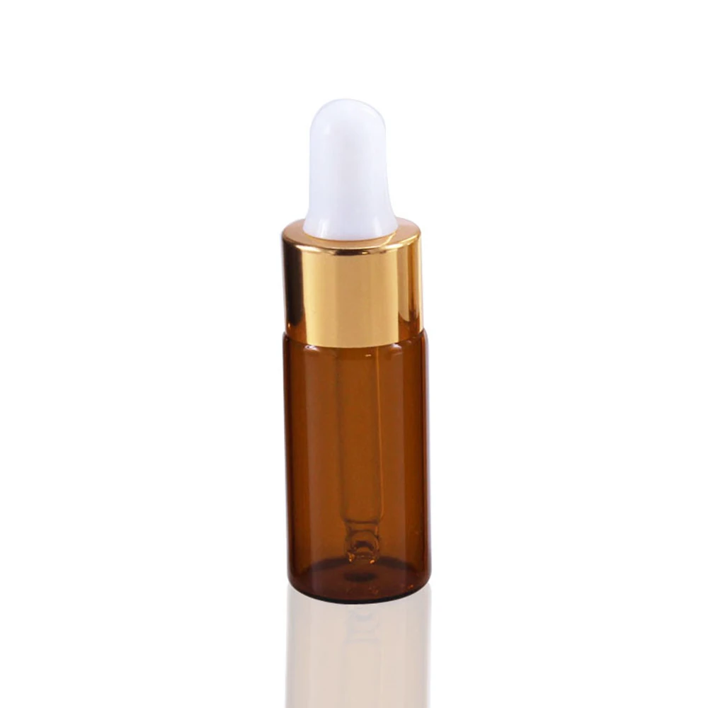 50 stuks, 100 stuks 5 ml 10 ml 15 ml 20 ml Amber Glazen Druppelflesje Potten Flesjes met Pipet Voor Cosmetische Parfum Essentiële Olie Flessen