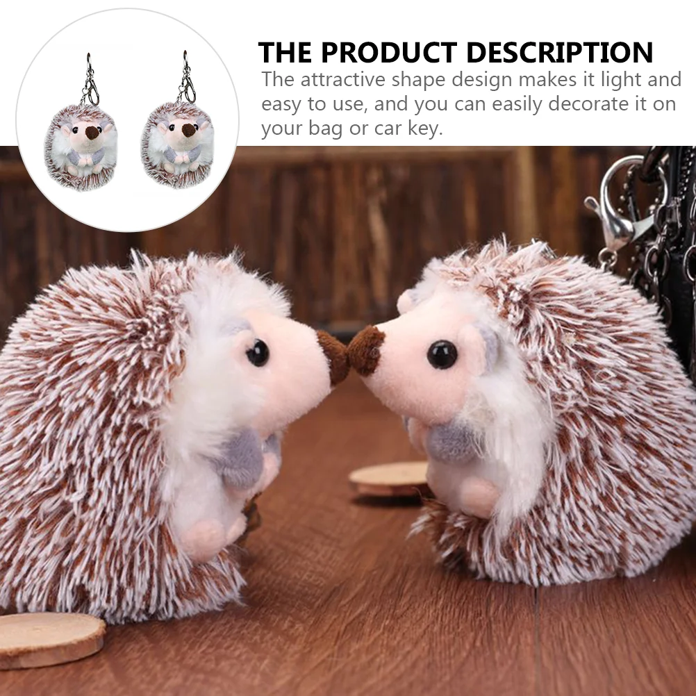 2 Pcs Hedgehog Pendant Keychain Creative Holder Shape Keychains Rings Ornaments Plush Wrist Straps