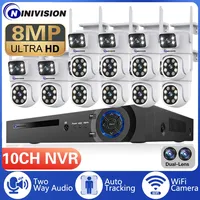 10CH 4K POE NVR HD 6MP Dual Lens PTZ WIFI IP Home Security Cameras System Video H.265 CCTV Auto Track Wireless Surveillance Kit