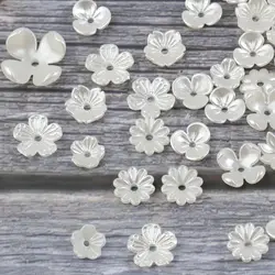 50Pcs/Lot Silver White Flower Petal End Spacer Acrylic Beads Caps Charms Beads Cups For DIY Jewelry Making Supplies Accessories