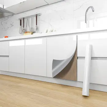 Foil marble oil-proof wallpaper to renovate kitchen cabinets self-adhesive waterproof removable wall stickers for bathroom