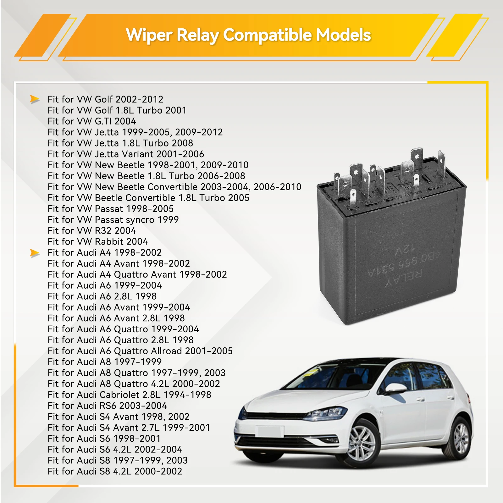 377 11 Pin Intermittent Delay Wiper Motor Control Relay For VW Golf Passat B5 MK4 Bora Jetta Audi A4 A6 4B0 955 531 A 4B0955531A