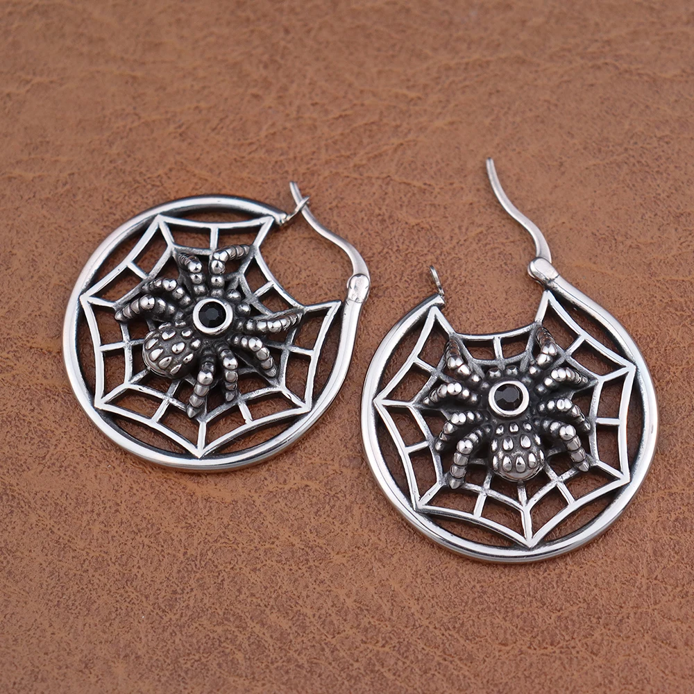 Punk Goth Animal spider Earrings For Women Stainless Steel Handsome Men Personality Motorcycle Animal Earrings Halloween Jewelry
