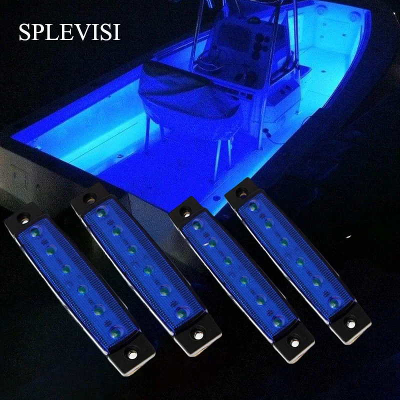 4 x RV Trailer Marine Boat Grade 12 volt Large Waterproof LED Courtesy Lights Navigation Transom Deck Decor Light Blue White Red