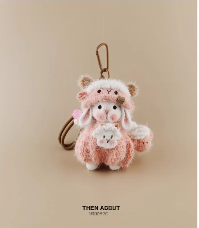 Small cute pink lamb candy rabbit bag pendant pendant Keychain pendant gift