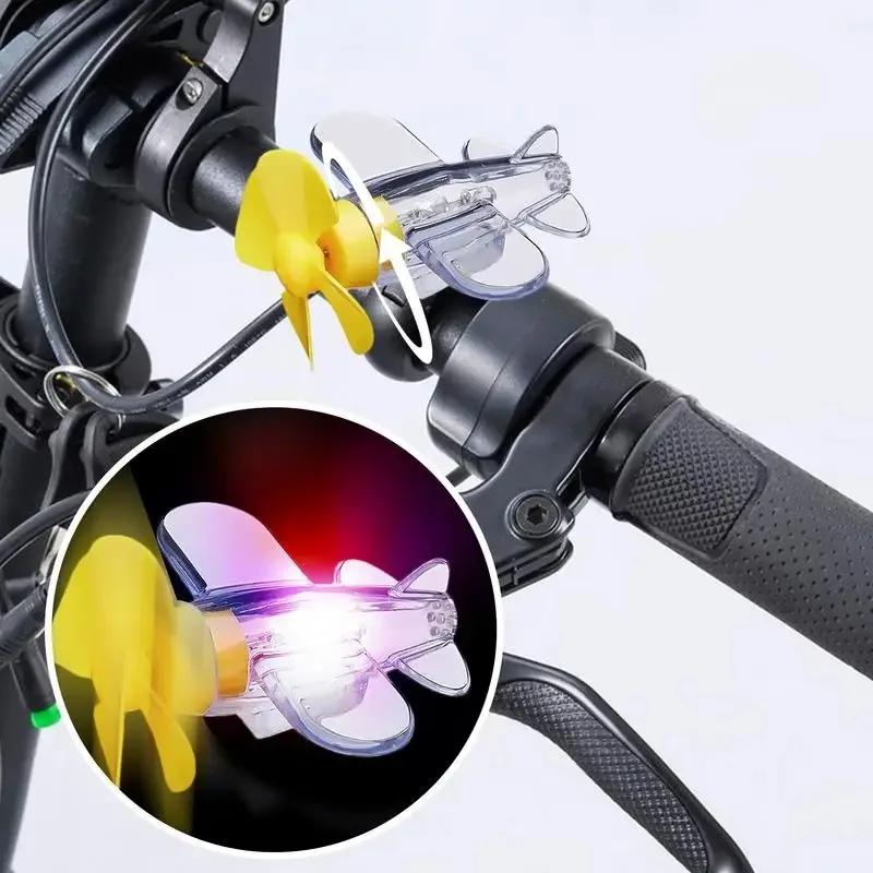 Rotating Airplane, Motorcycle Handle Decoration, Wind Power LED Light, Safety Riding Warning, Motorcycle Decoration