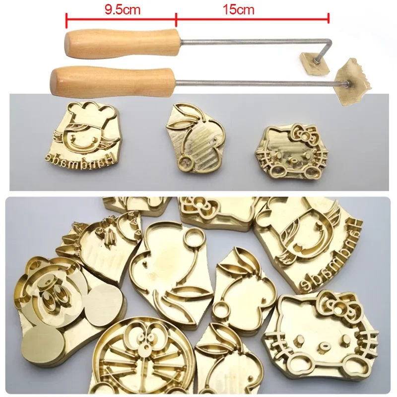 Cake Branding Mold Happy Birthday Metal Iron Stamp 3cm Brass Embossed Stamp Head with Wooden Handle Bakery Kitchen Baking Tools