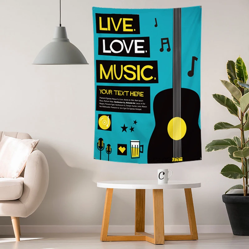 Rock Roll Music Poster Flag Polyester 3*5FT 90*150CM Hang Home Decoration Wall Banner Metope Adornment 4 Grommets Custom