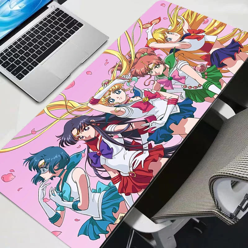 Tapis de souris Sailor Moon anime, grand tapis de souris XXL pour clavier et bureau, tapis de souris en caoutchouc pour ordinateur portable