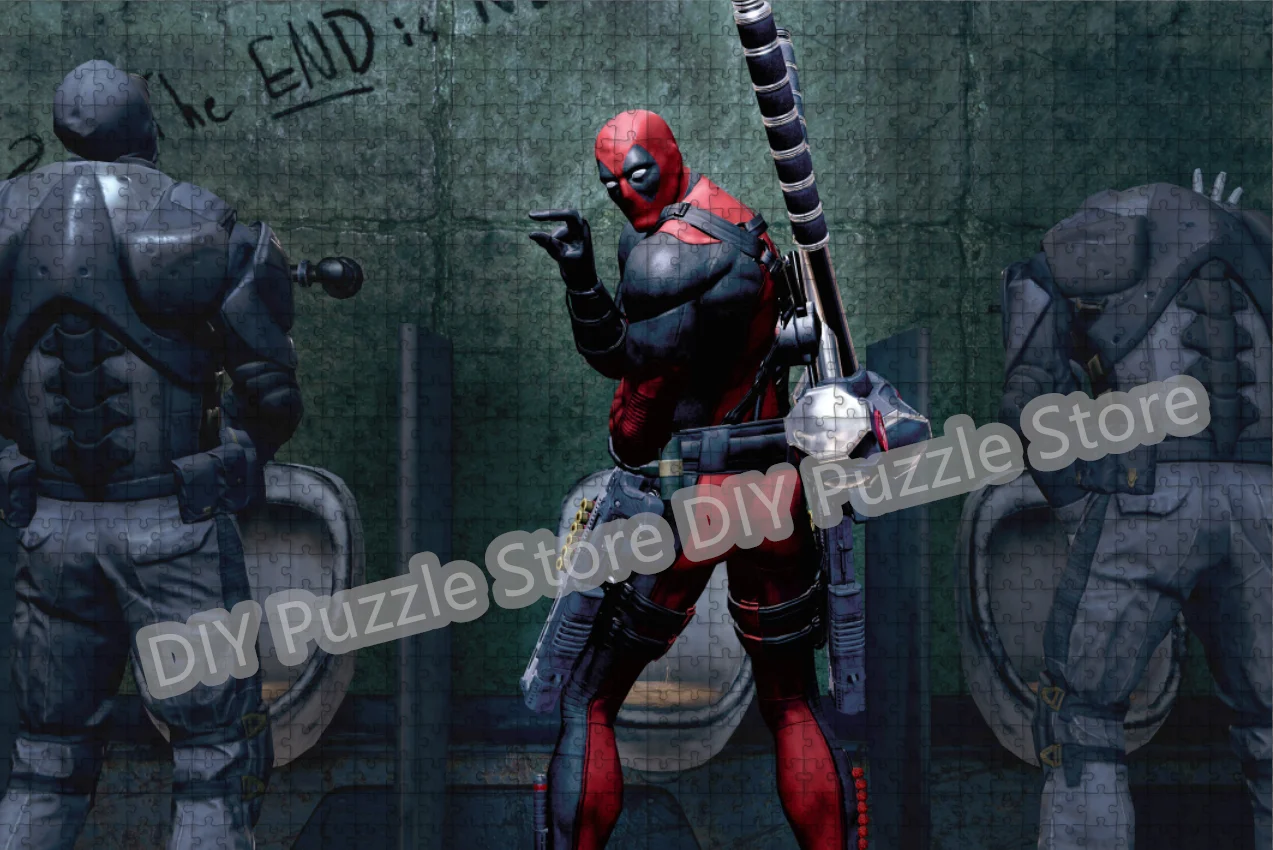Marvel Funny Carrton Print Puzzle Jigsaw 108/200/300/500/1000/1500Pcs Deadpool Print Puzzle Diy Intelligence Puzzles Game Toys