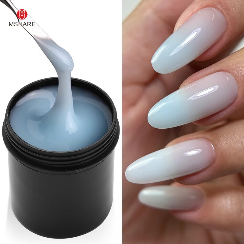 MSHARE 142g Macaroon Translucent Jelly White Blue Yellow Green Self Leveling Builder Hard Gel For Nail Extension UV/LED Gel