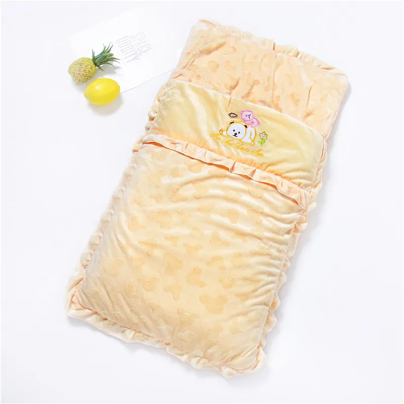 Newborn Sleeping Bag Envelope Style Autumn And Winter Super Soft Thick Pure Cotton Full Package Anti-Kick Quilt Baby Birth Gift