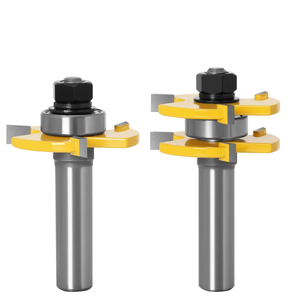 3PC/Set 1/2" 12.7MM 12MM Shank Milling Cutter Wood Carving Joint Assemble Router Bits Tongue & Groove T-Slot Milling Cutter Wood