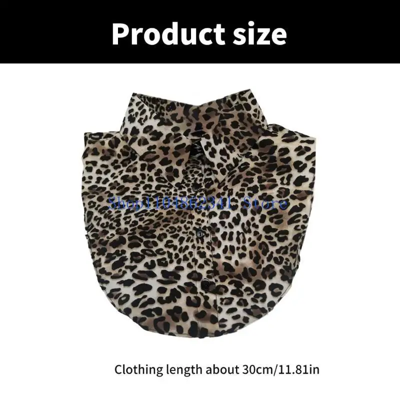 5ASD Women Leopard Snakeskin Print Faux Faux Label Half Shirt قابلة للفصل بلوزة كاذبة أعلى ملحقات ملابس أنيقة