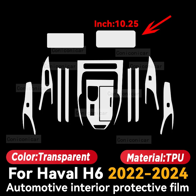 Voor Haval H6 2022-2024 Auto Interieur Middenconsole Transparante TPU Beschermende Film Anti-Kras Reparatie Film Accessoires Refit