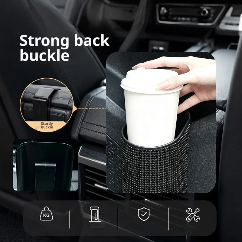 Diamond-Encrusted Car Air Vent Storage Bag, Multifunctional Car Storage Box, In-Car Water Cup and Mobile Phone Storage Hanging B