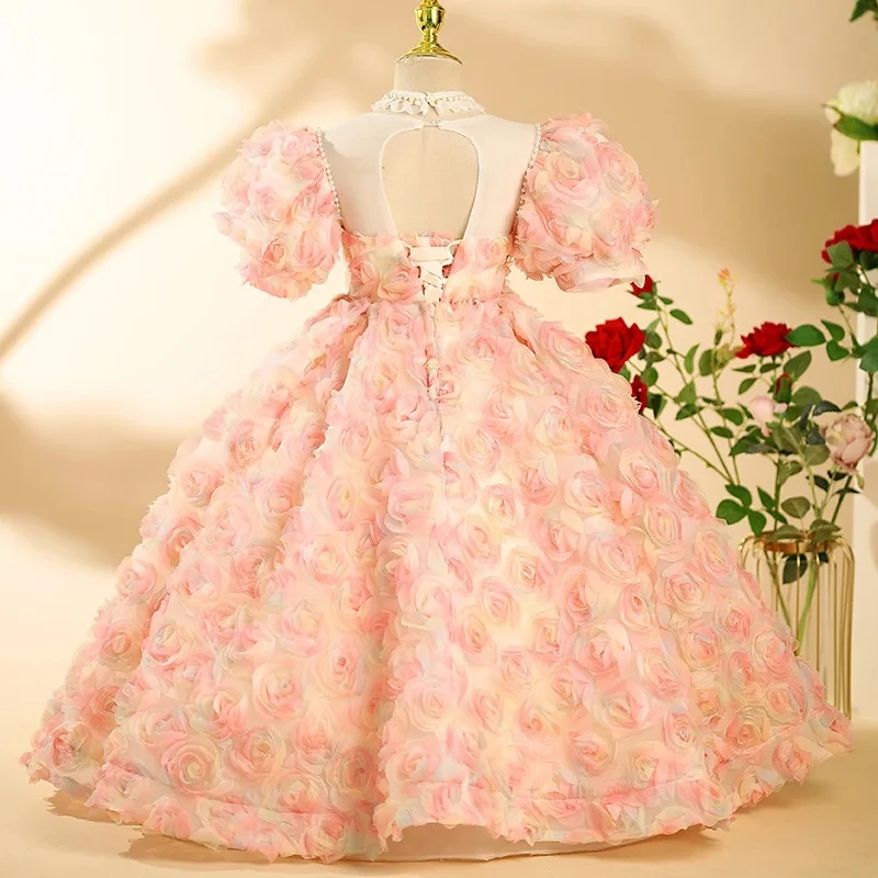 Flower Princess Dress For Girls 2 to 12 months Cute Bowknot Petal Clothes Baby Girl Gowns Embroidery Toddler Newborn One-piece