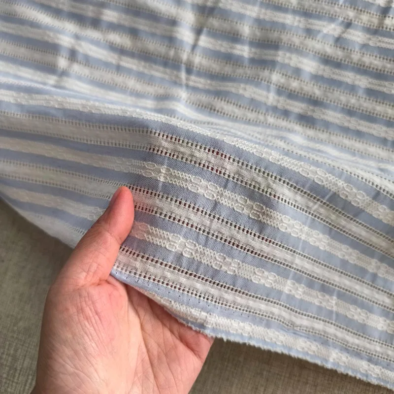 Korean Style Striped Openwork 100% Cotton Fabric for DIY Doll Clothing Children Dress Spring Summer Sewing Craft Material view 6