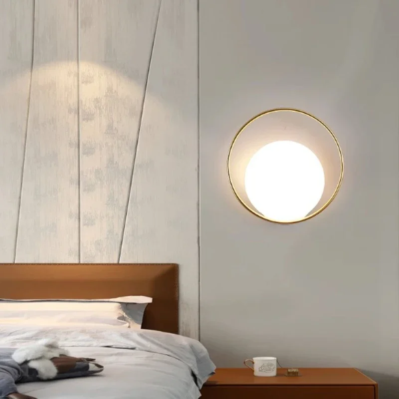 

SANDYHA Nordic Iron Wall Lamp LED Light Acrylic Lampshade Modern Lighting for Living Room Bedroom Study Decoration