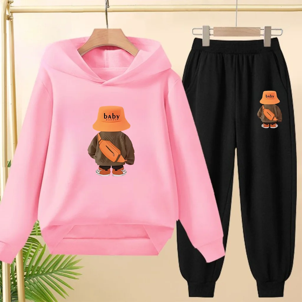 

Children Fashion Hoodie Set Hoodies Pullover Sweatshirt Anime Lower Sportswear Trucksuit Cartoon Girl Boy Kid Clothes Aged 3to13
