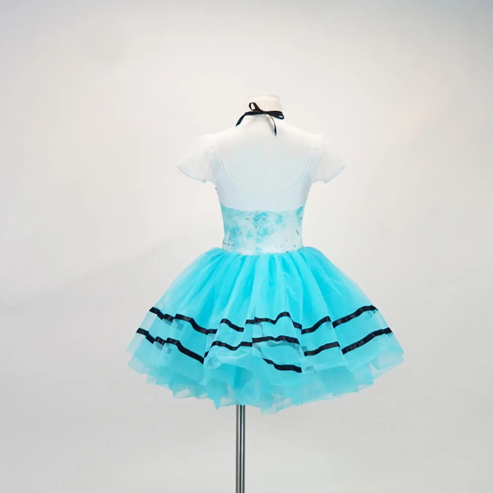 Girl Or Women Blue Ballet Tutu Dance Costume For Competitions - Giselle Bell Shaped Long Tulle Puff Dress