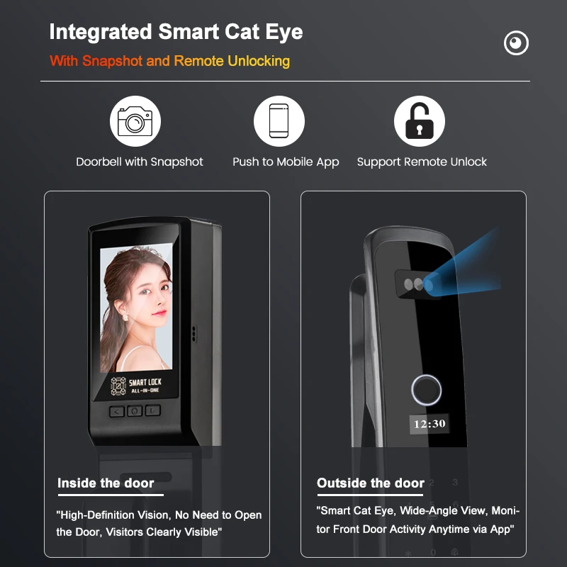 005 Rebekey Fully Automatic 3D Face Recognition Lock with Camera Tuya APP Password Lock Fingerprint Biometric Smart Door Lock