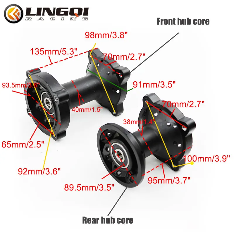 LINGQI Pit Dirt Bike Motorcycle Wheel Rim Hub Core Front Rear 12mm Axis Hole Aluminum Alloy for CRF50 XR70 Off-Road Spare Parts