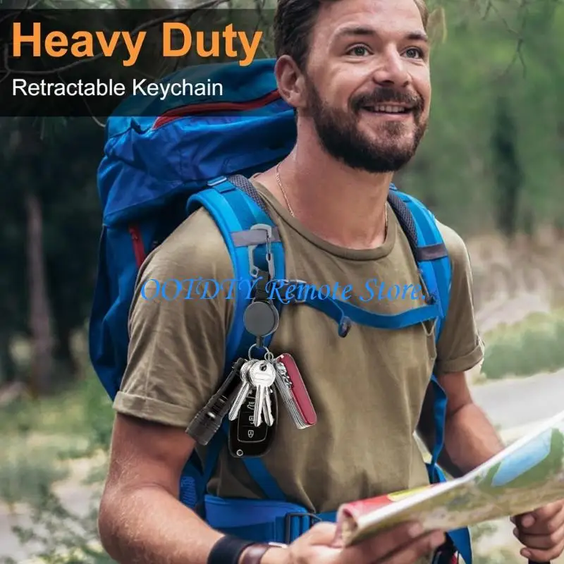  Retractable Keychain Heavy Duty Carabiner Badges Holder Featuring Antidrop Clip and Bottle Opener Capability