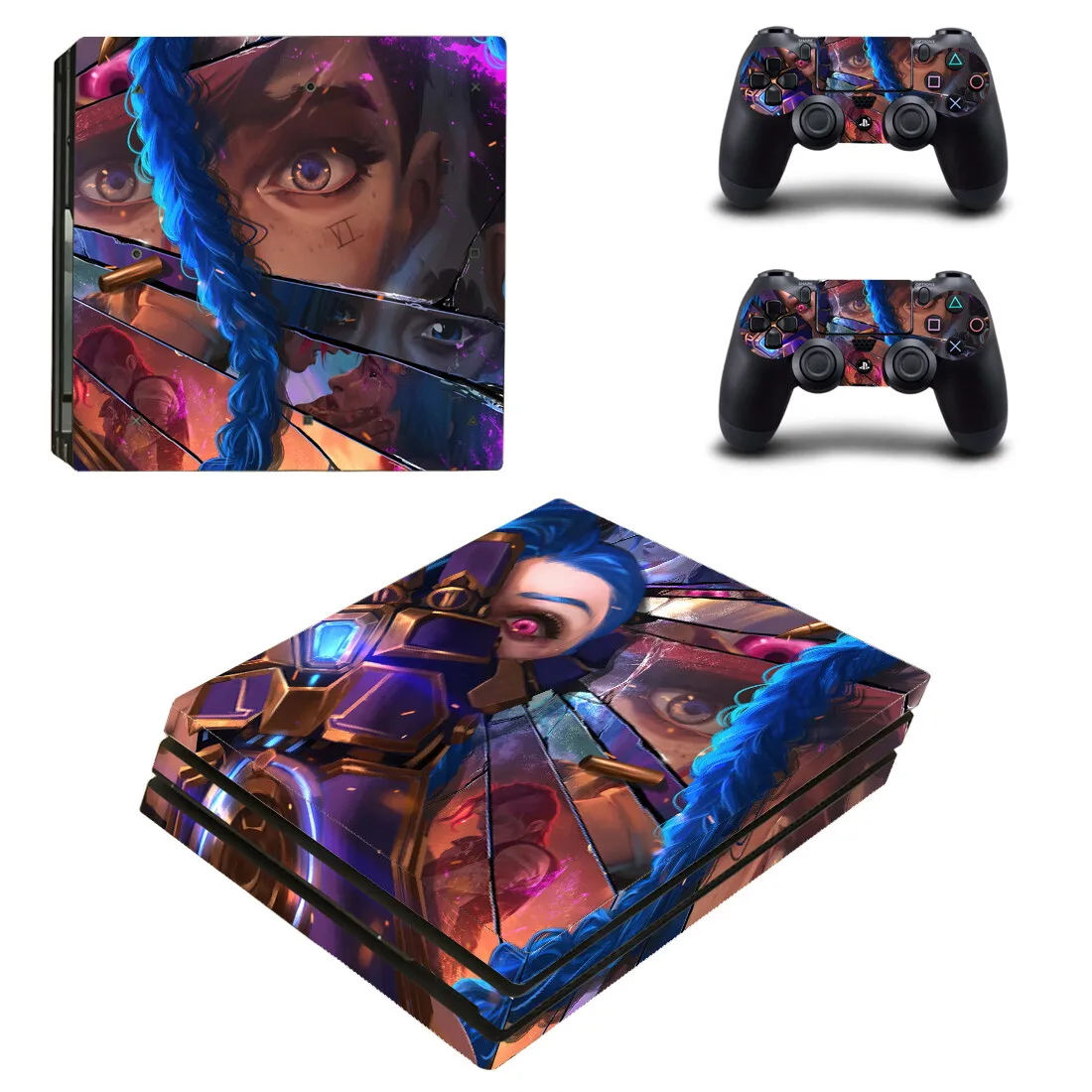 Anime Arcane Jinx PS4 Pro Adesivo skin Decal Cover Protector per console e controller Skin Vinile