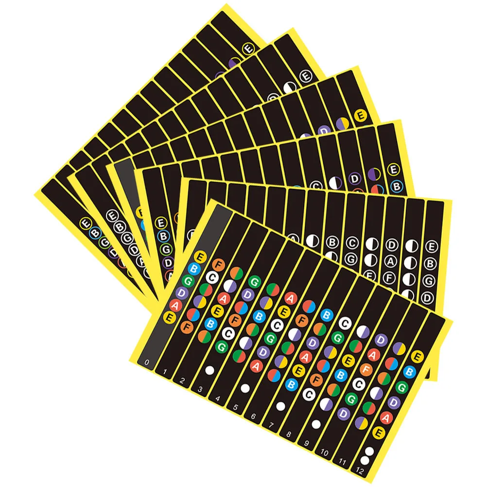 

6 Sheets Guitar Fretboard Stickers Not Easy to Fade Clear Print Musical Instrument Decorations for Beginners Fretboard Stickers