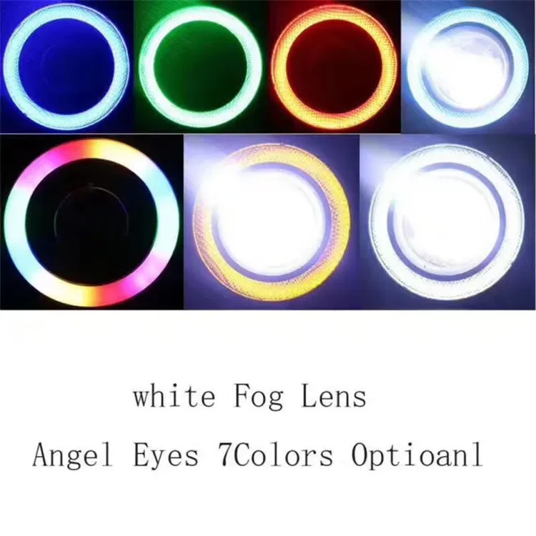 Car Fog Light LED Lens Cob Day Running Lights With Angel Eyes Ox Eye Fog Lights Modified Fish Eye 3 Inch Car Light Assembly