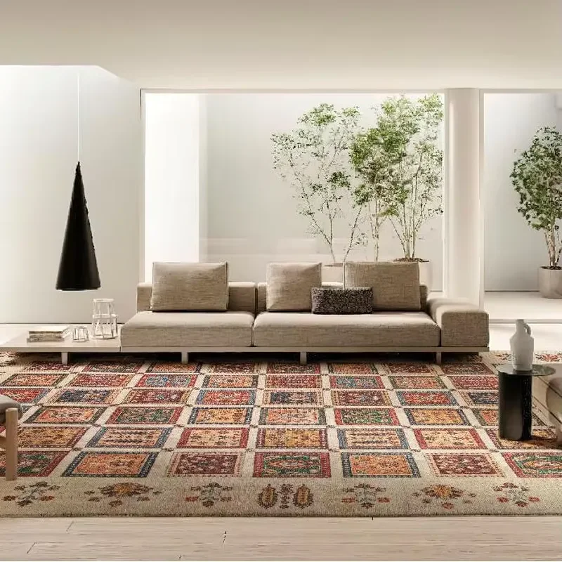 LandScopeTech Turkish Vintage Handcrafted 4mm High Fluff and Softness Living Room Rug Polyester Non-Slip Area Carpet