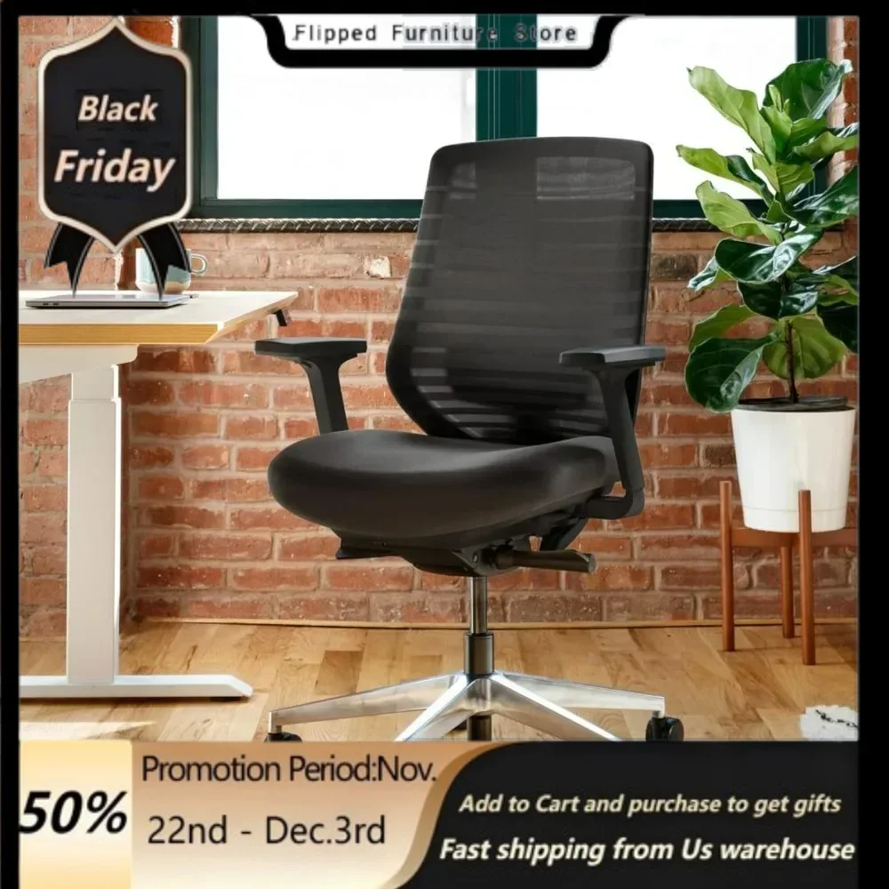 Ergonomic Office Chair, - A Versatile Desk Chair with Adjustable Lumbar Support, Breathable Mesh Backrest, and Smooth Wheels