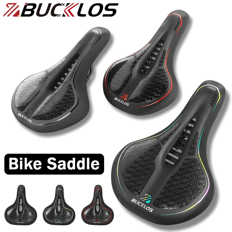 

BUCKLOS MTB Suspension Saddle PU Leather Cycling Seat Cushion Hollow Ergonomic Bike Chair Seat Suspension Saddles for Road Bike