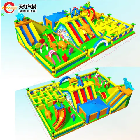 25X20X7MH Commercial Inflatable Slide Bouncer Outdoor Giant Inflatable Playground Air Bouncy Castle Fun City Park with Obstacles