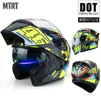 Casco de Motocicleta con Certificación DOT, Doble Lente, Diseño Cruzado, Modular, Abatible, Unisex, con Visera