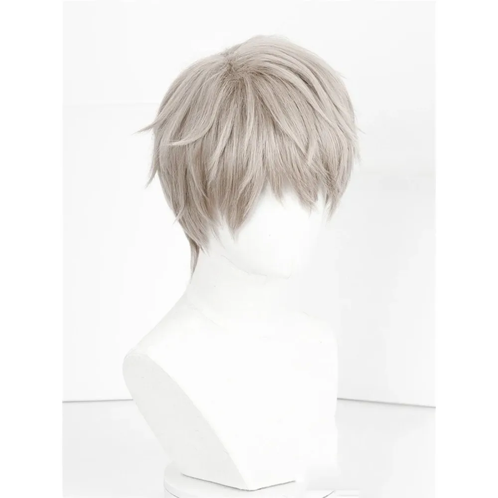 Liebe und tiefe Raum Shen Xing Cosplay Perücke Leinengrau leicht gewellte Kante Styling Cosplay Perücke Simulation Perücke Stirnband