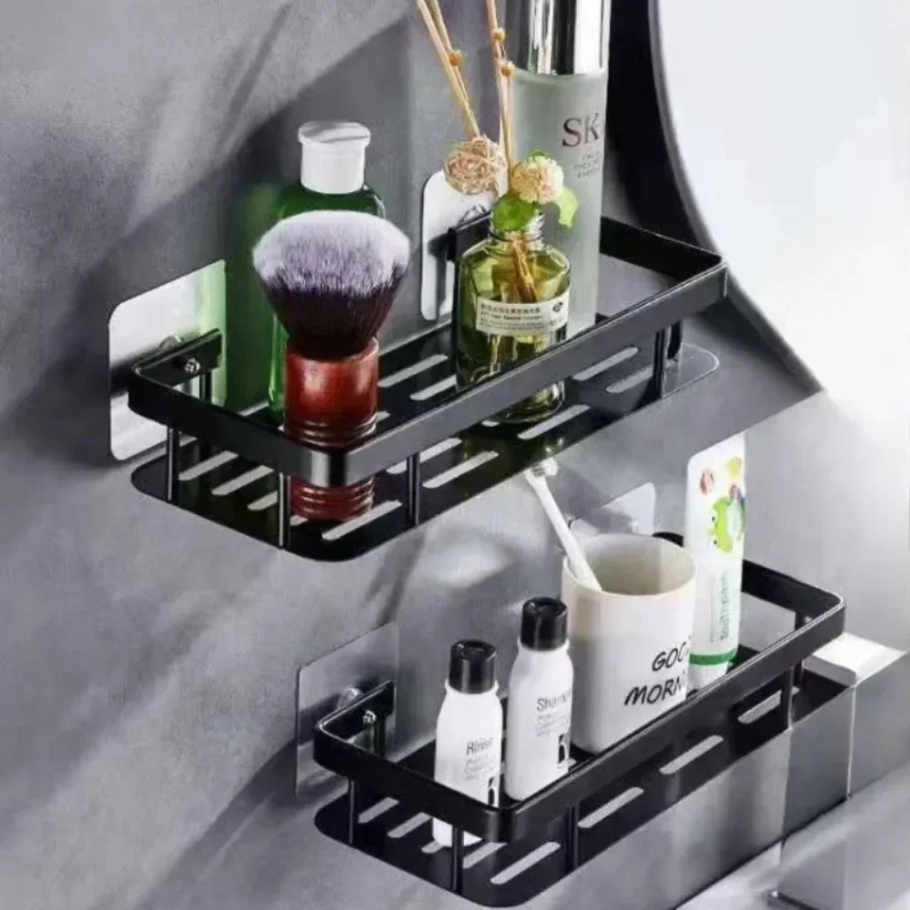 Estante de baño, organizador de almacenamiento de maquillaje, estante para champú, estante de ducha, accesorios de baño, estante de pared sin taladro, suministros para el hogar