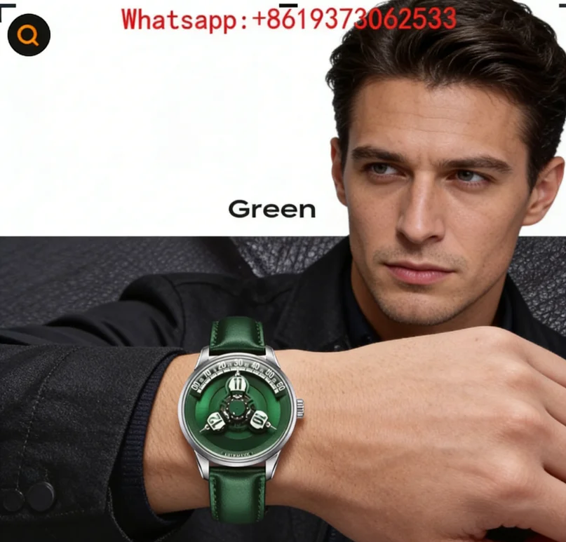 Unique spherical 3D star wheel personalized 8A men's mechanical watch with interchangeable straps