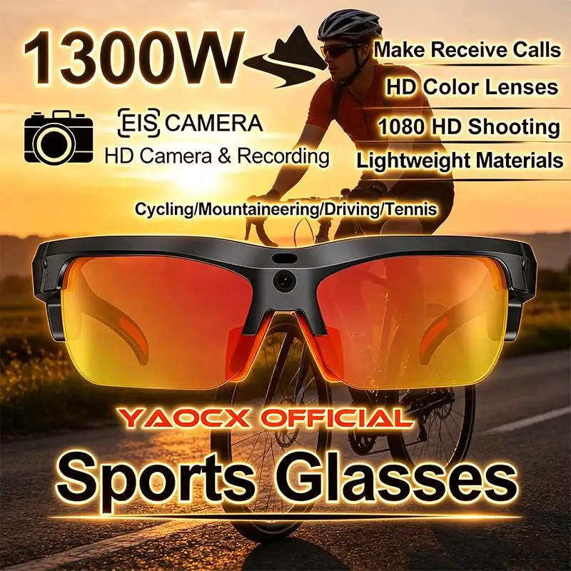 

E08 Smart Glasses 1300W HD Photo recording Anti-Shake AI translation AI Recognition Dustproof Sandproof Sports Smart Glasses