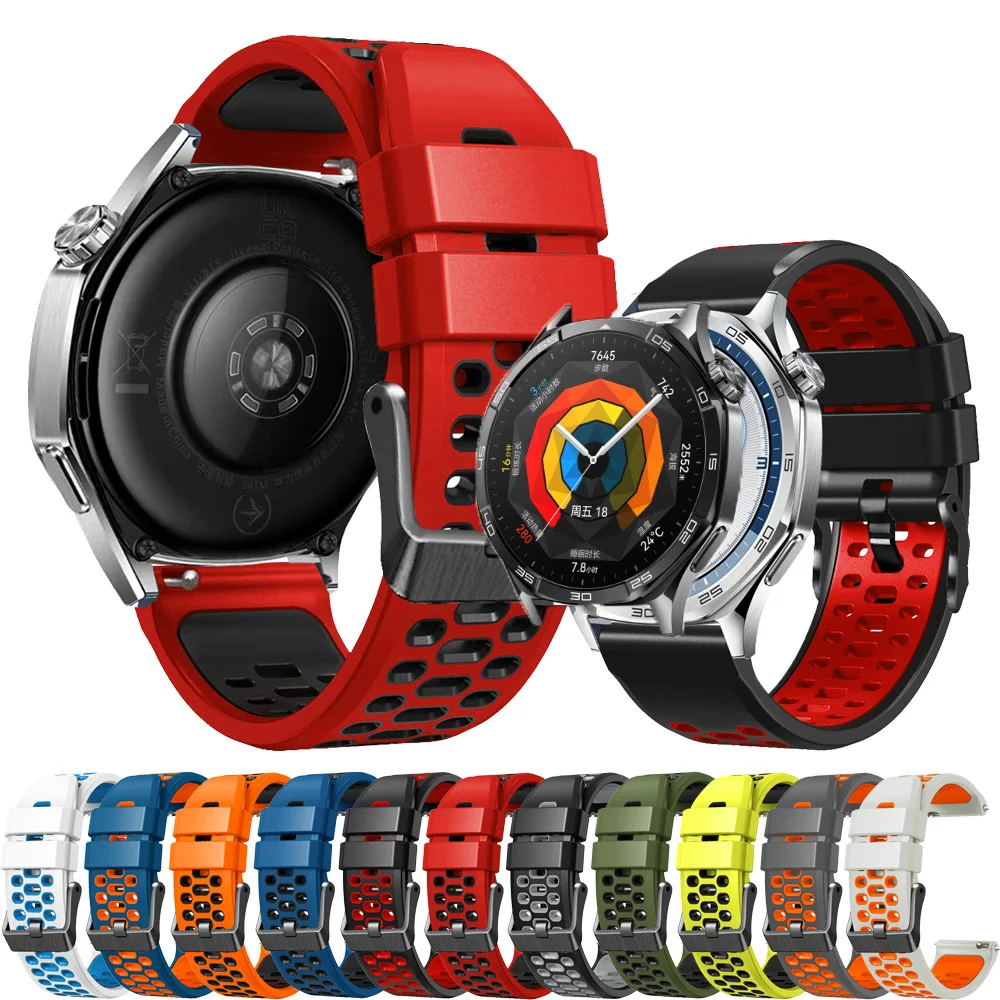 

Официальный двухцветный силиконовый ремешок 22 мм для Huawei Watch GT 5 4 46 мм, ремешок GT Runner Watch4 5 Pro GT 3 2Pro, 46 мм, браслет, ремешок для часов