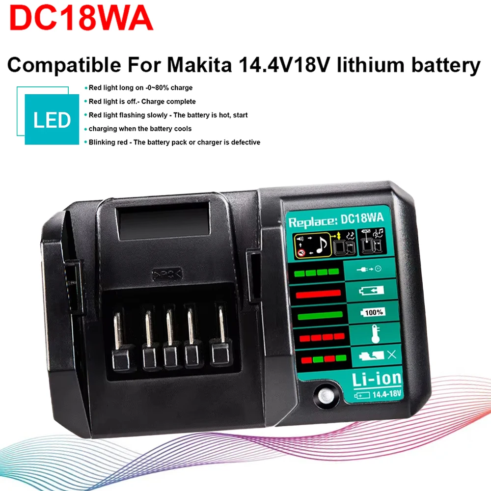 DC18WA Li-ion Battery Charger For Makita 14.4V 18V BL1415G BL1413G BL1815G BL1820G BL1811G BL1813G Lithium Battery