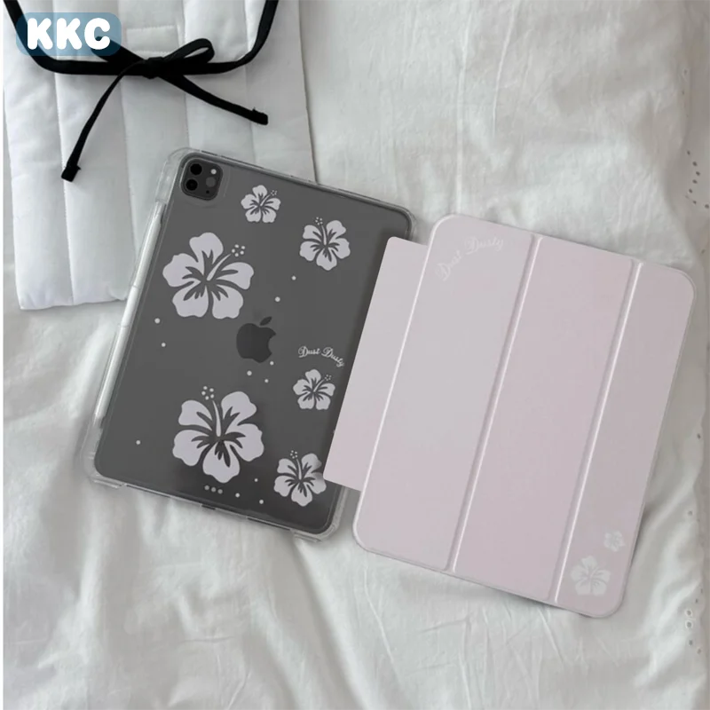 Korean Ins Girl Pink Sakura with Pen Slot For iPad 9/8/7th Gen 10.2-inch/iPad Pro 10/11th A16 2025/11in 2018-2025 2026 M4 Cover