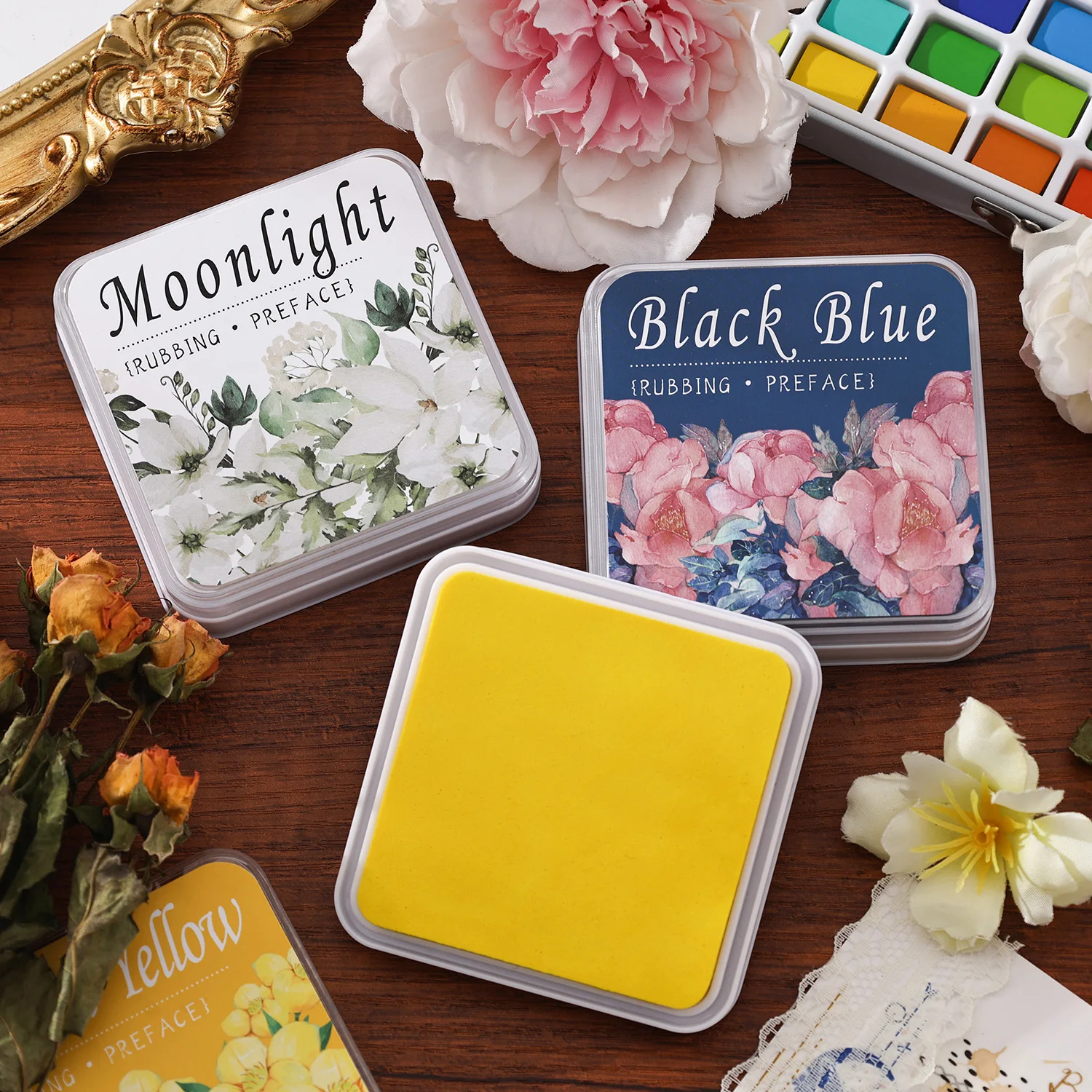 1PC 16 Colors Ecological Cotton Neutral Ink Inkpad Creativity Handbook DIY Decoration Cute Student Seal pad image 2